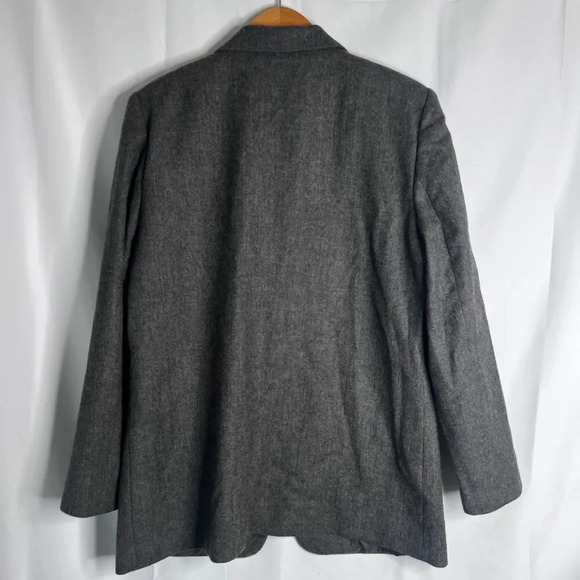 Sag Harbor Dark Gray Classic 100% Pure New Wool One Button Blazer Jacket Size 12 - Picture 2 of 10